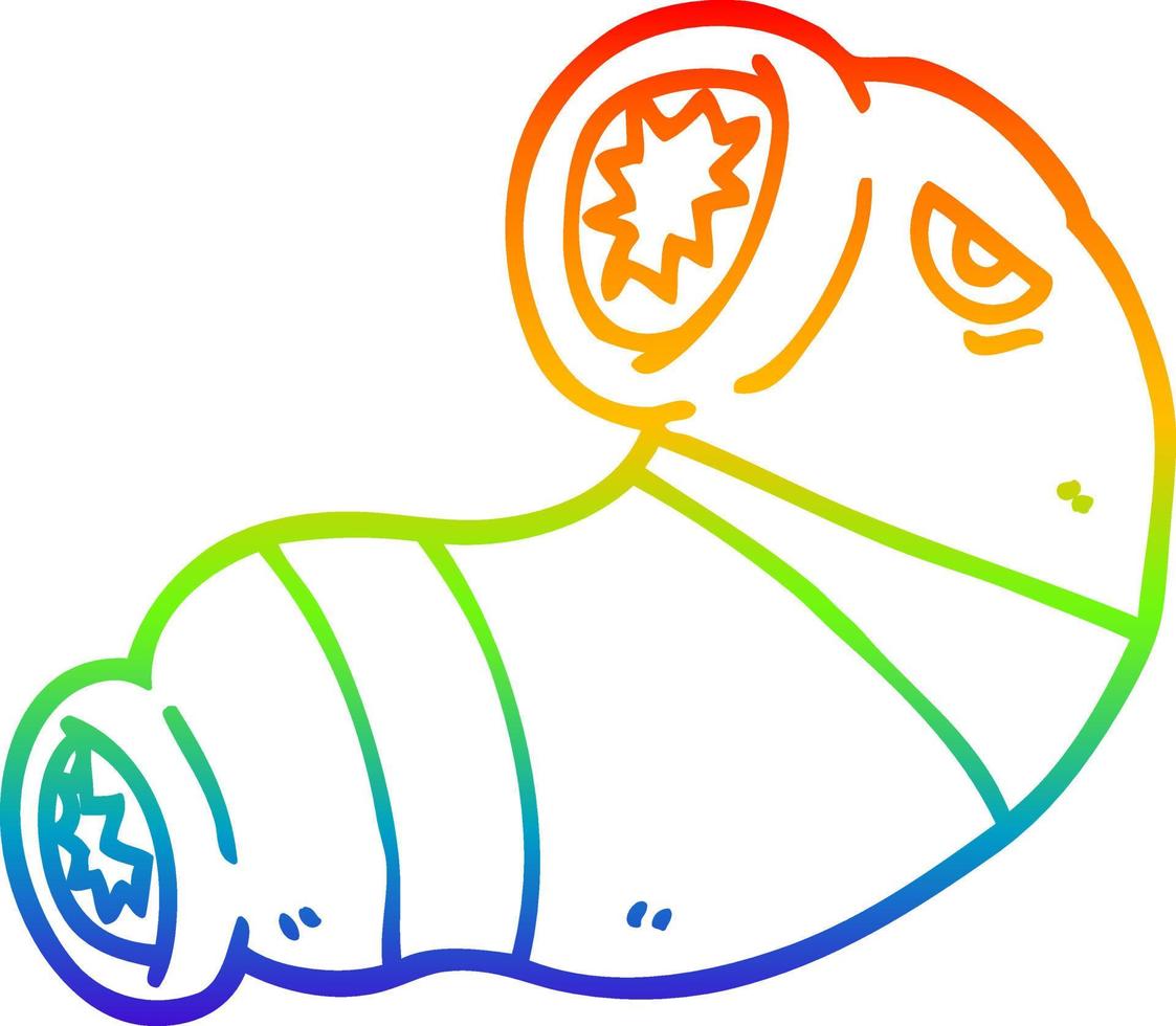 rainbow gradient line drawing cartoon monster leech vector