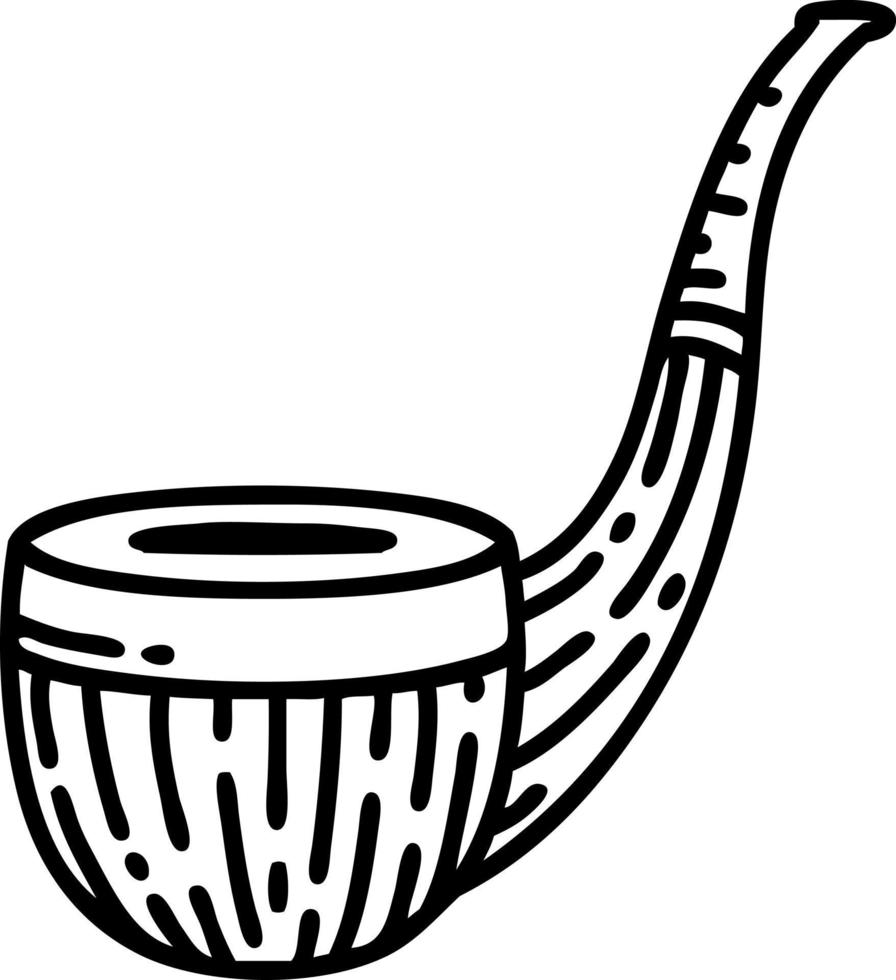 tattoo in black line style of a smokers pipe vector