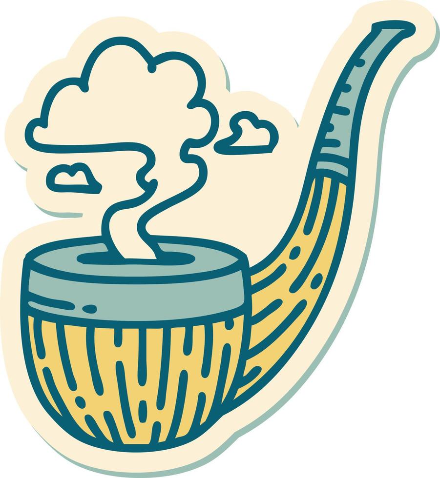 sticker of tattoo in traditional style of a smokers pipe vector