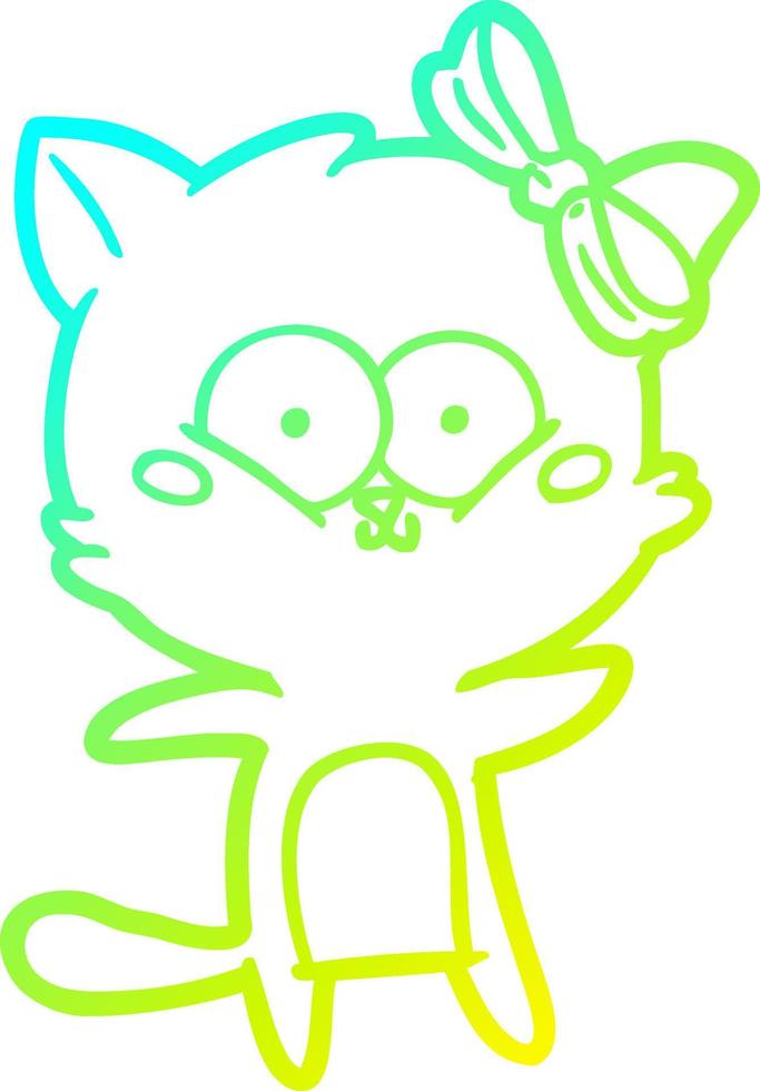 cold gradient line drawing cartoon cat vector