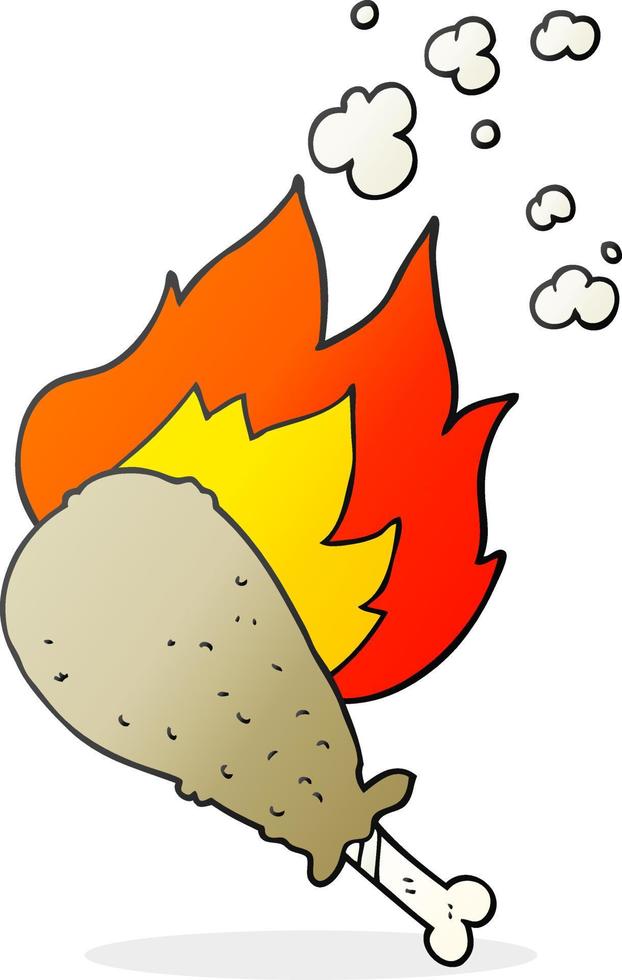 freehand drawn cartoon cooked chicken leg vector