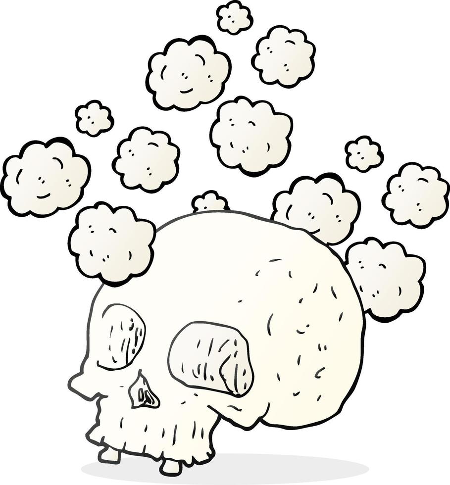 freehand drawn cartoon old skull vector