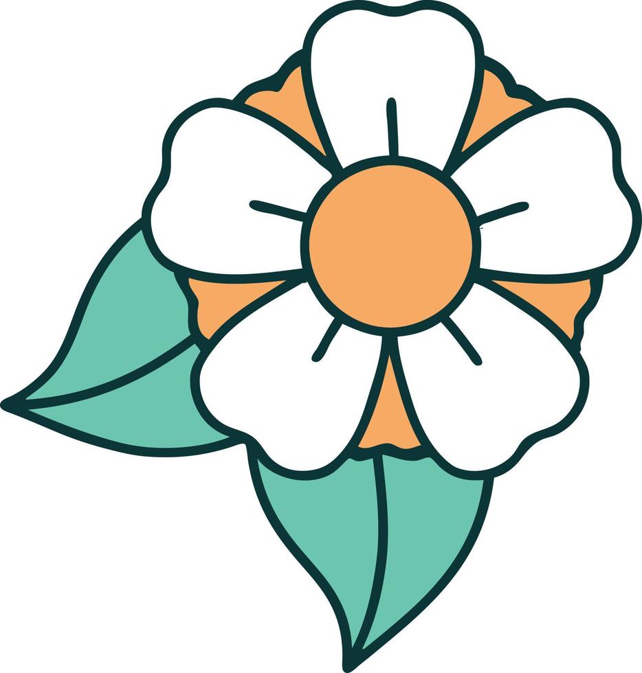 iconic tattoo style image of a flower vector