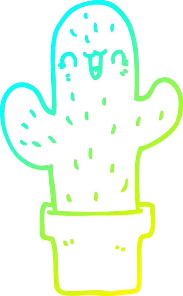 cold gradient line drawing cartoon cactus vector