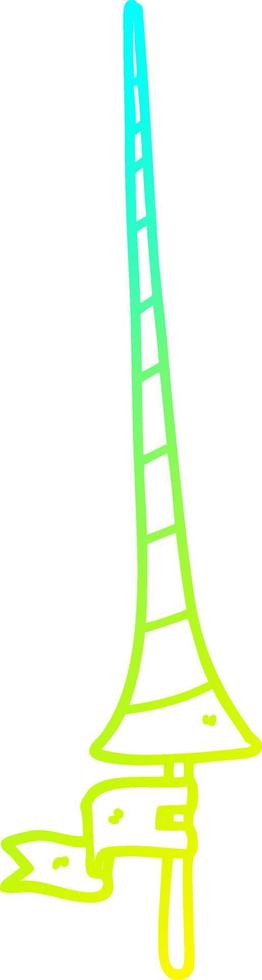 cold gradient line drawing cartoon medieval lance vector