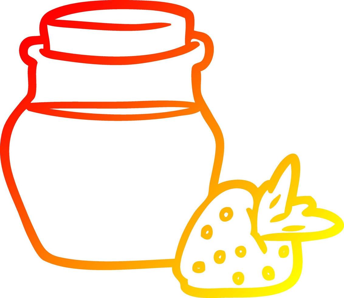 warm gradient line drawing jar of strawberry jam vector