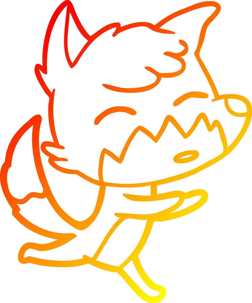 warm gradient line drawing cartoon fox vector