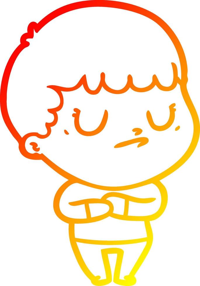 warm gradient line drawing cartoon grumpy boy vector