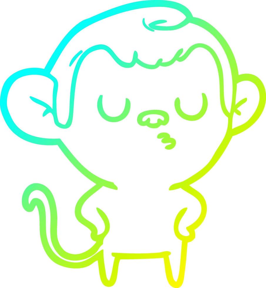 cold gradient line drawing cartoon monkey vector