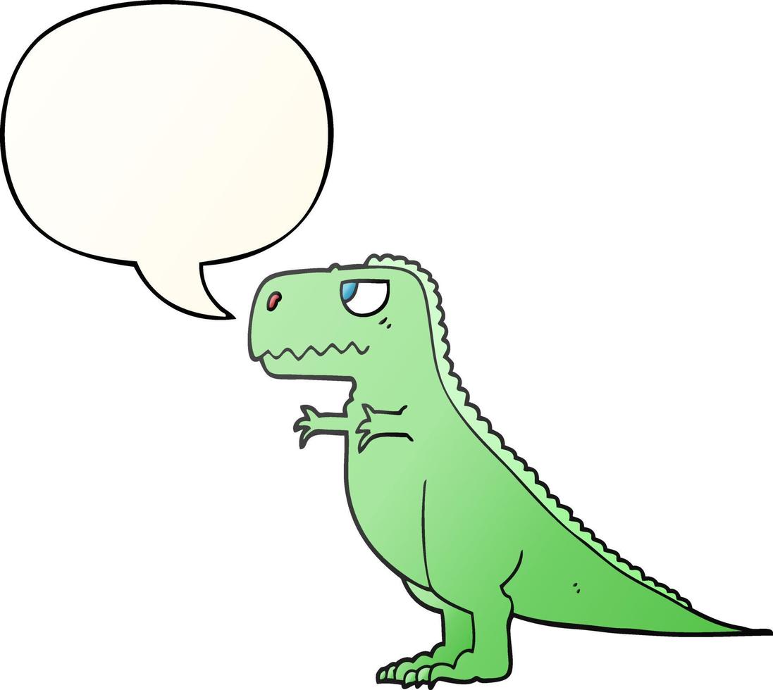 cartoon dinosaur and speech bubble in smooth gradient style vector