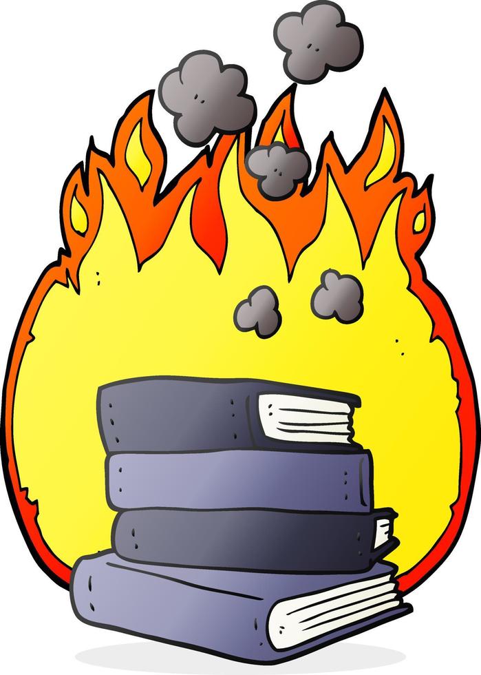 freehand drawn cartoon stack of books burning vector