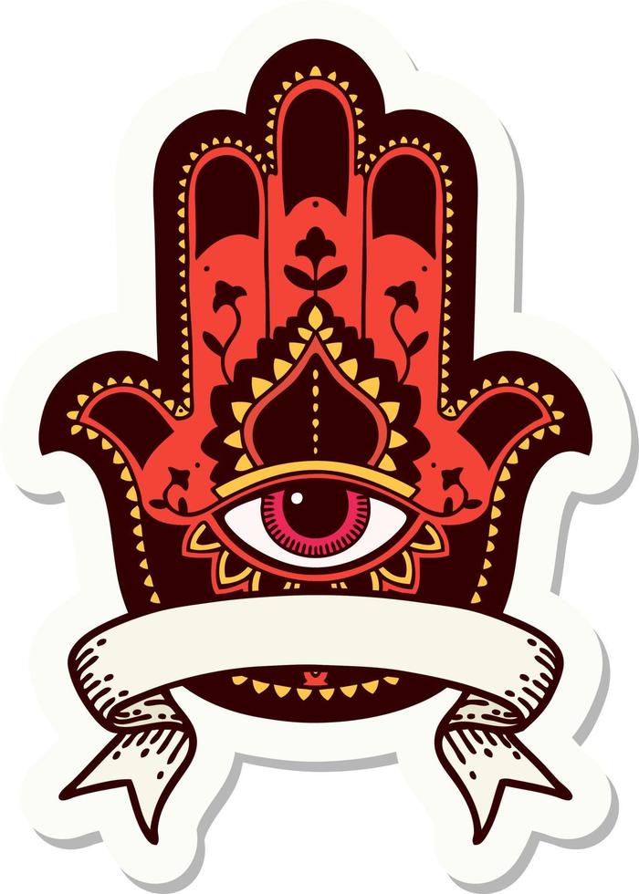 tattoo style sticker with banner of a hamza vector