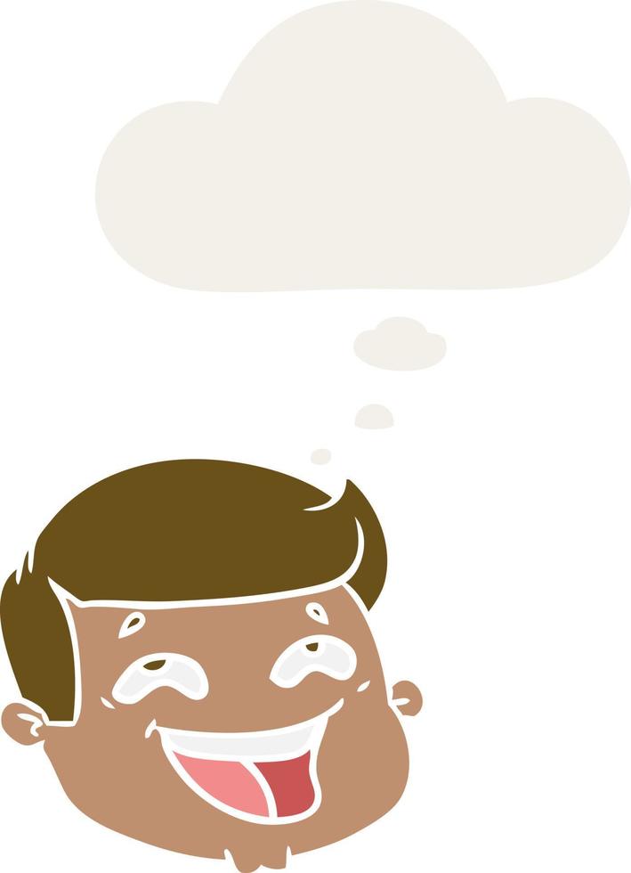 happy cartoon male face and thought bubble in retro style vector