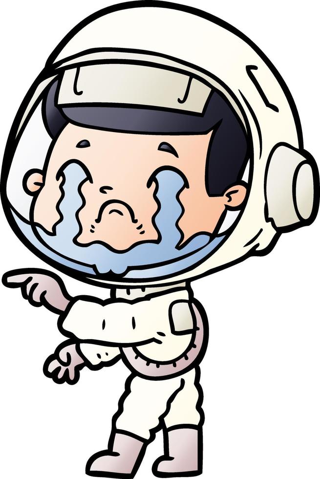 astronauta llorando de dibujos animados vector