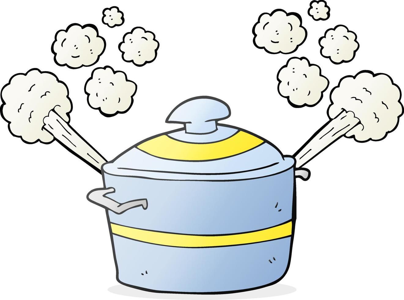 freehand drawn cartoon steaming cooking pot vector