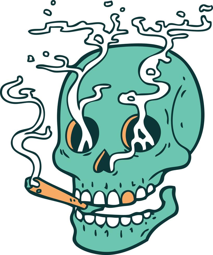 iconic tattoo style image of a skull vector