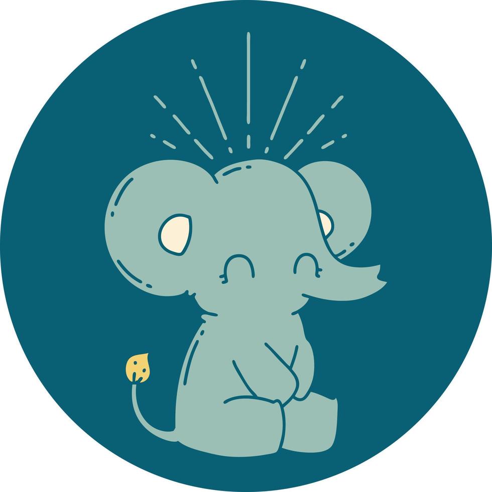 icon of a tattoo style cute elephant vector