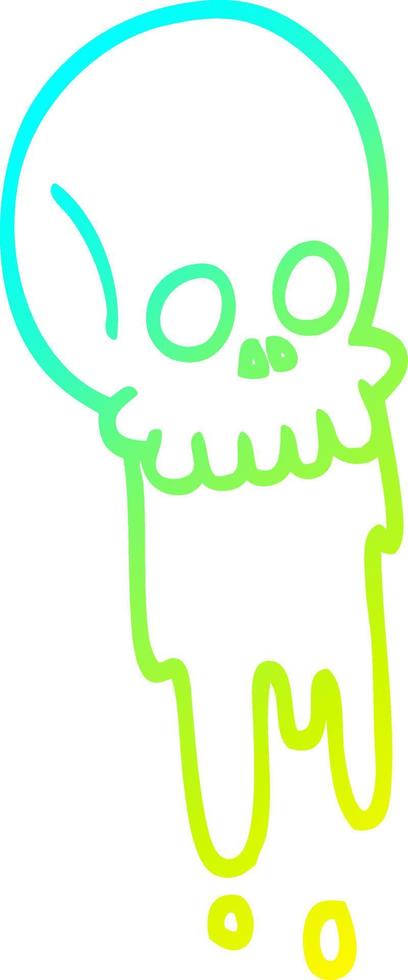 cold gradient line drawing cartoon blood dripping skull vector