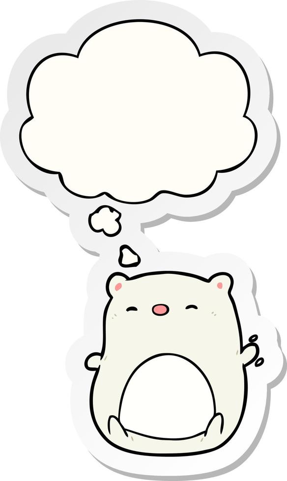 cartoon polar bear and thought bubble as a printed sticker vector