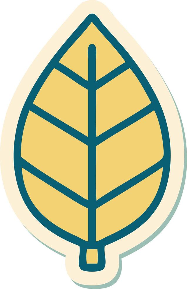 sticker of tattoo in traditional style of leaf vector