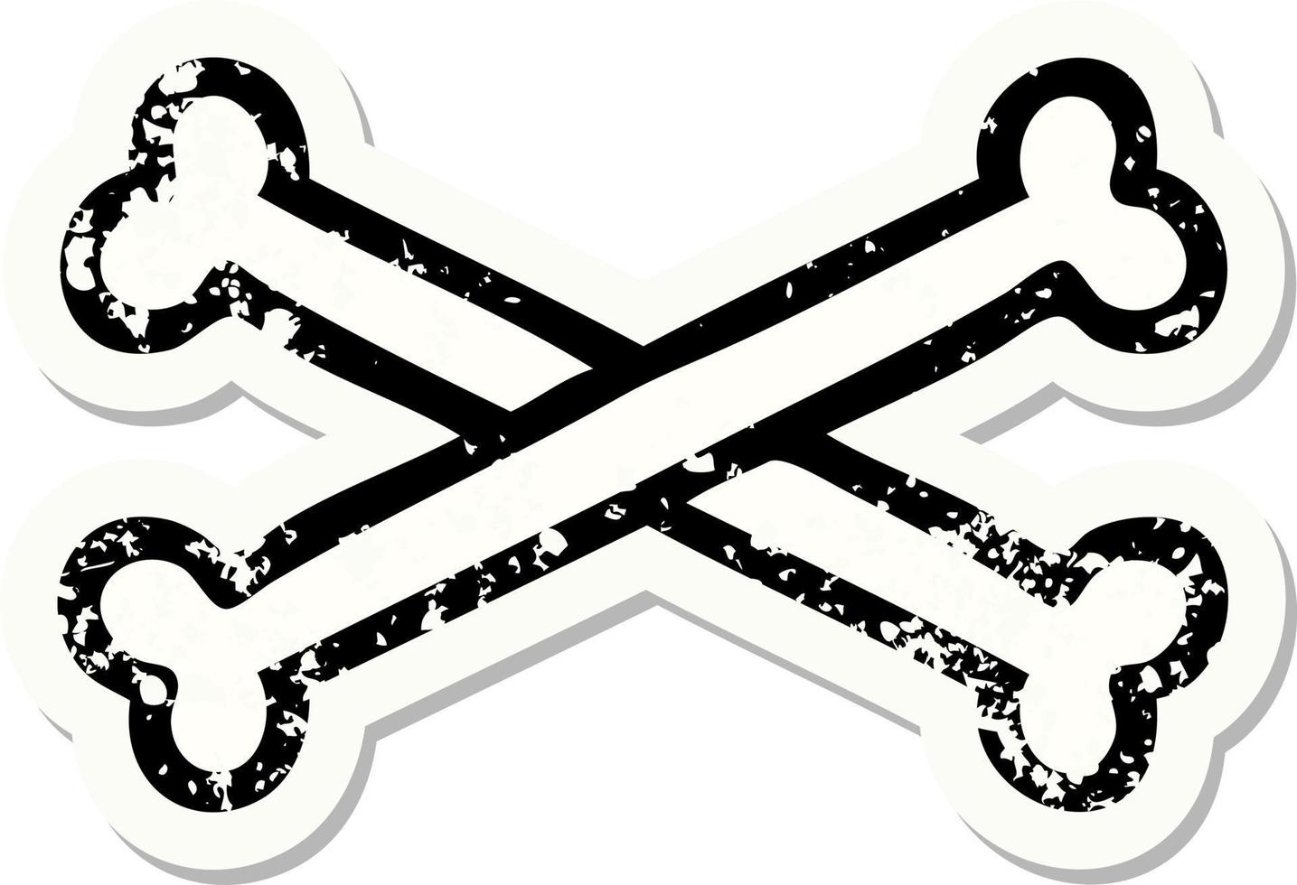 distressed sticker tattoo in traditional style of cross bones vector