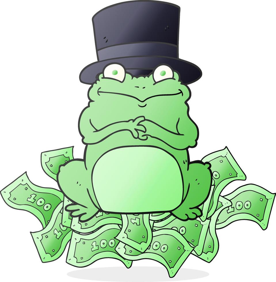 freehand drawn cartoon rich frog in top hat 12017171 Vector Art at Vecteezy