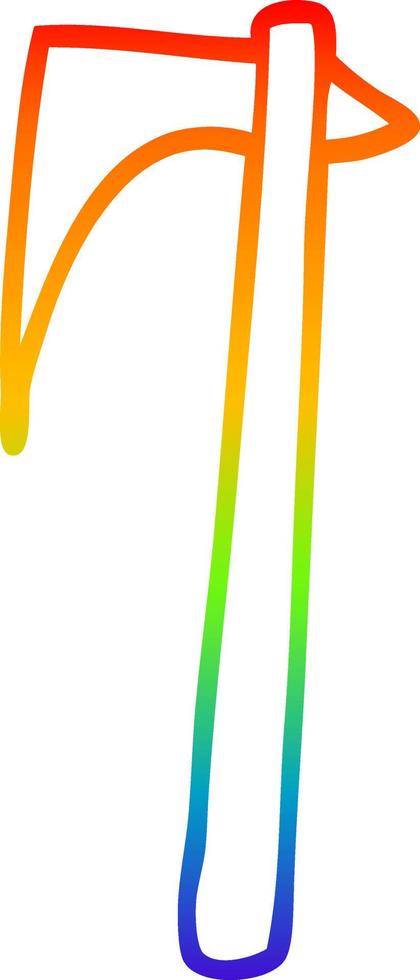 rainbow gradient line drawing cartoon viking axe vector