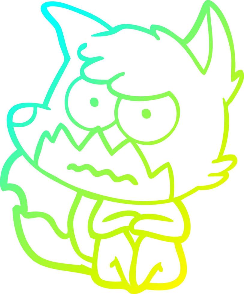 cold gradient line drawing cartoon annoyed fox vector