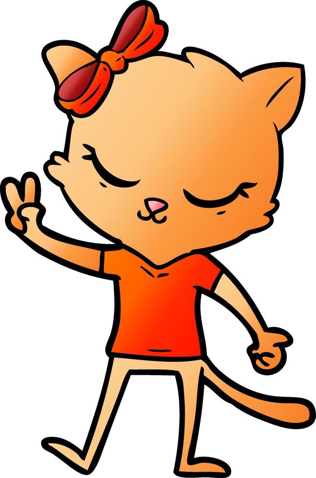 cute cartoon cat with bow vector