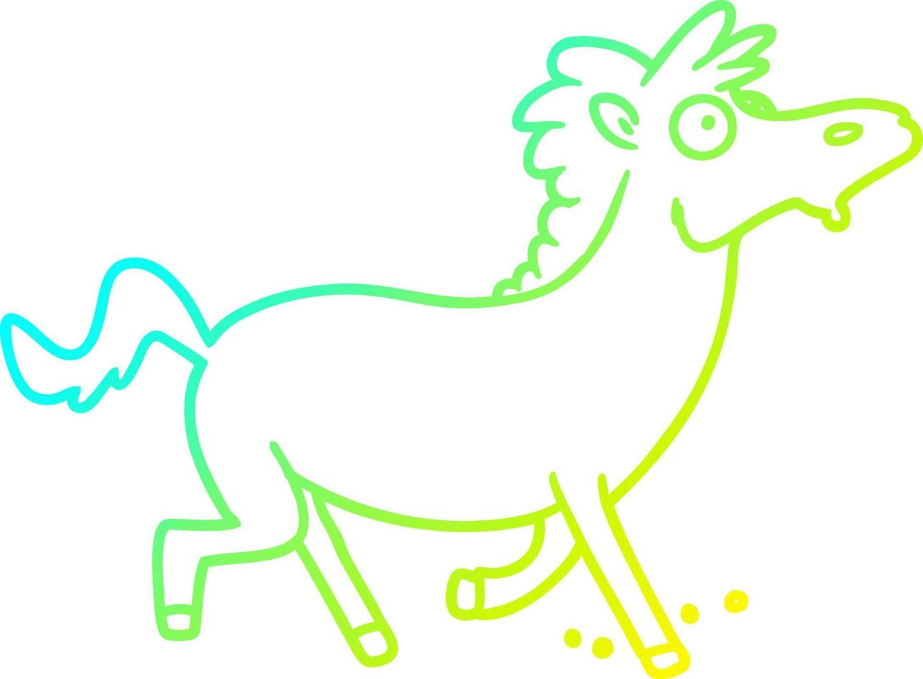 cold gradient line drawing cartoon running horse vector