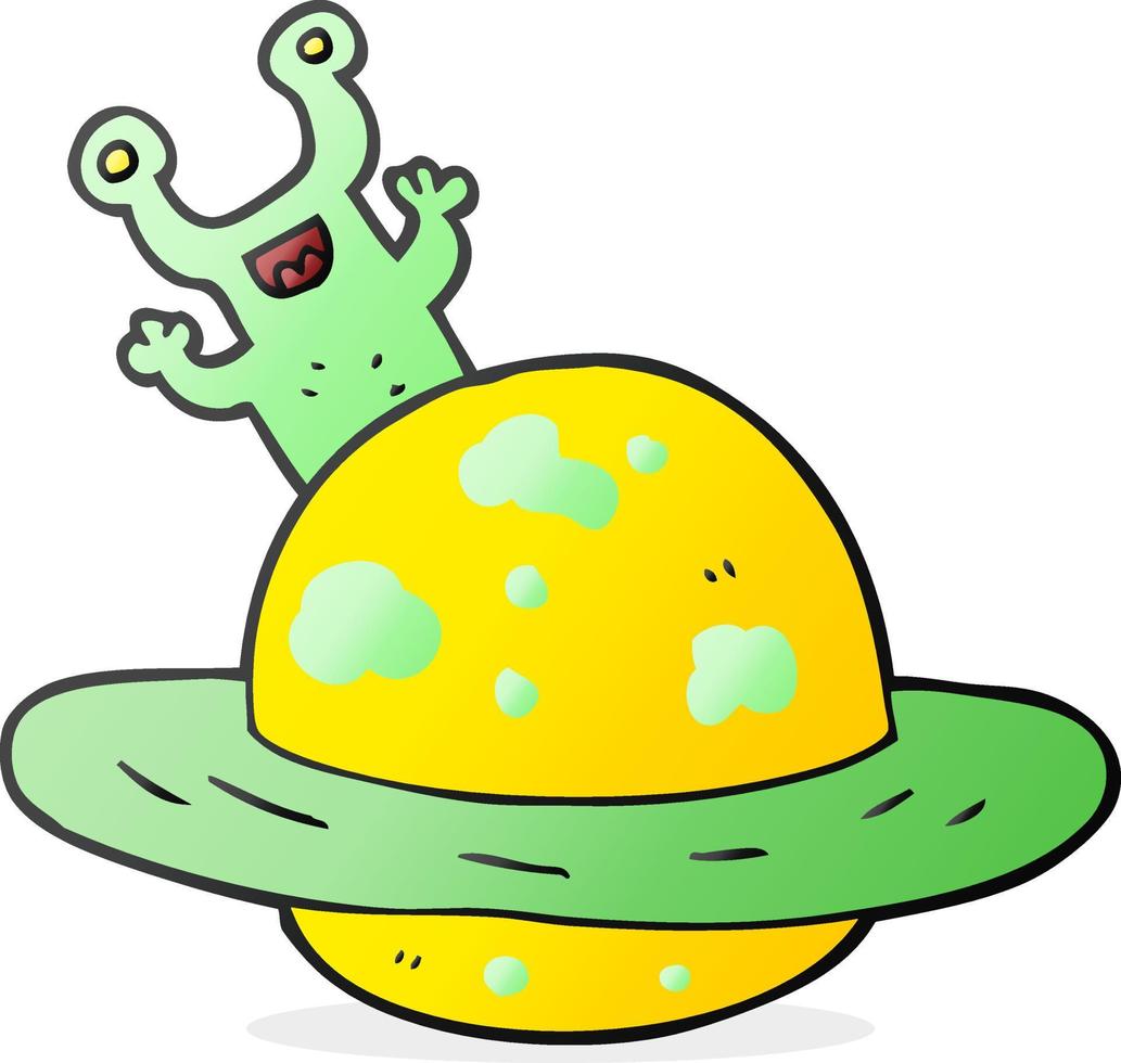 freehand drawn cartoon alien planet vector