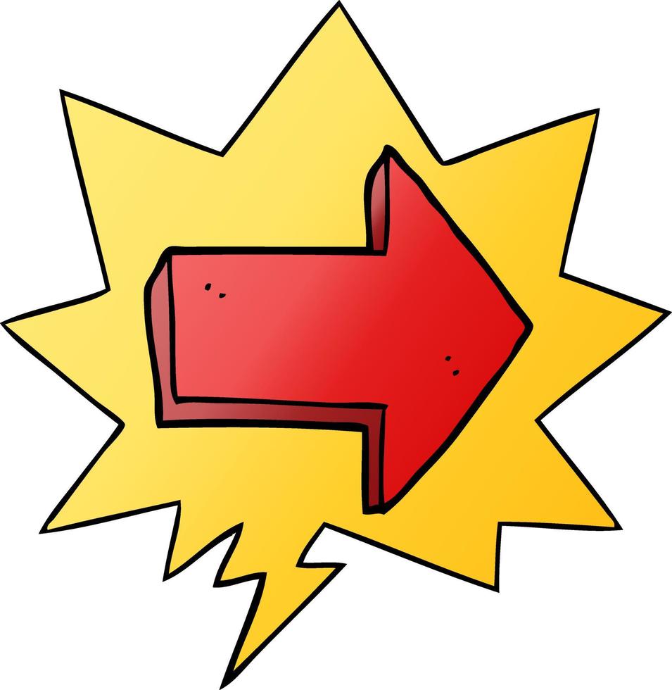 cartoon pointing arrow and speech bubble in smooth gradient style vector