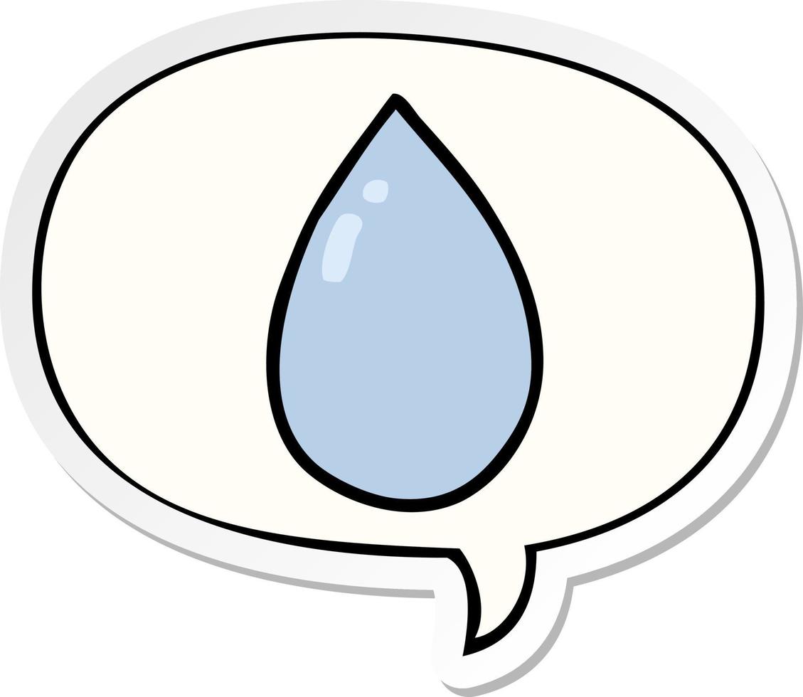 cartoon water droplet and speech bubble sticker vector