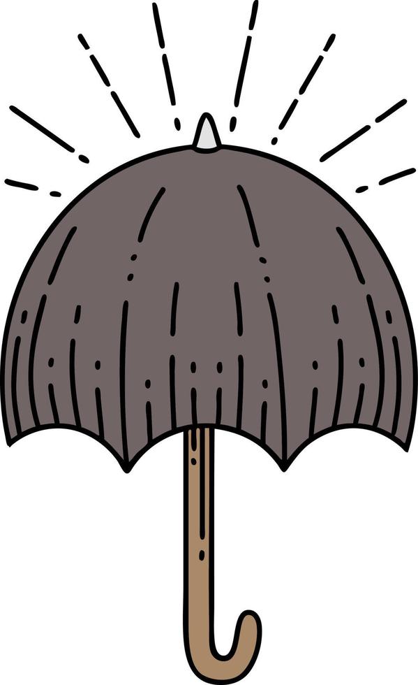 illustration of a traditional tattoo style open umbrella vector