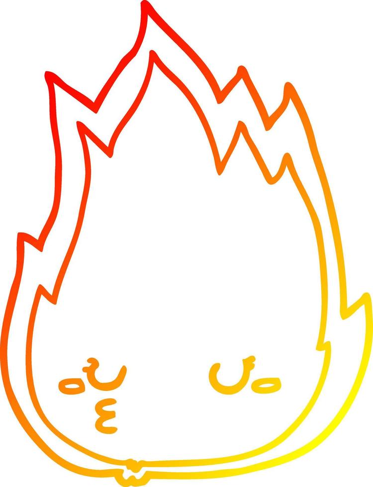 warm gradient line drawing cute cartoon fire vector