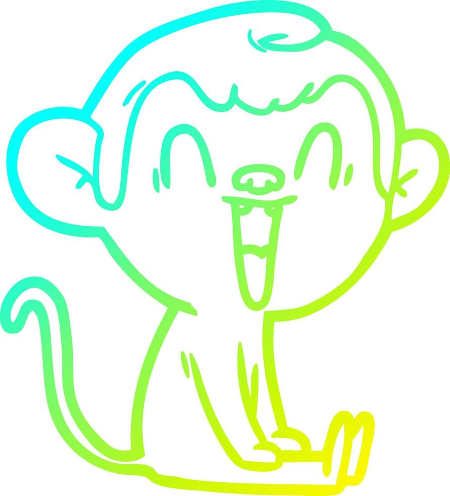 cold gradient line drawing cartoon laughing monkey vector