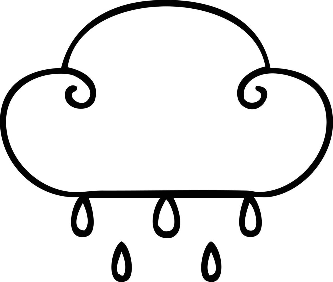 quirky line drawing cartoon rain cloud vector