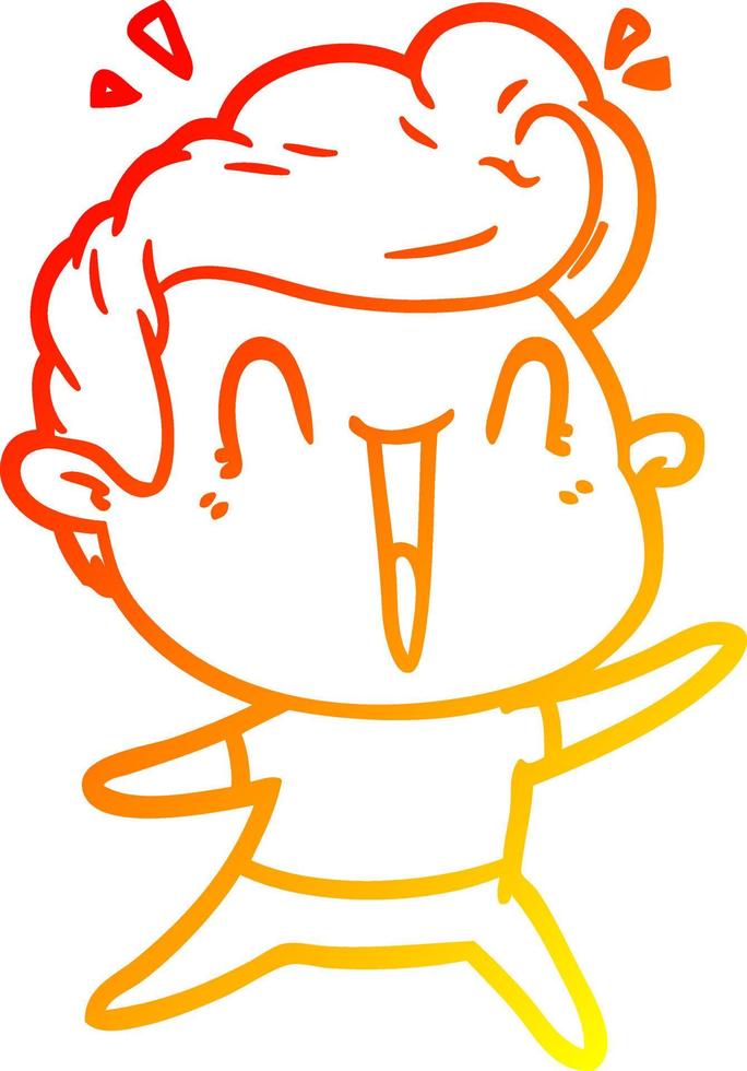 warm gradient line drawing cartoon excited man vector