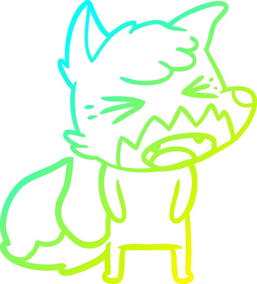 cold gradient line drawing angry cartoon fox vector