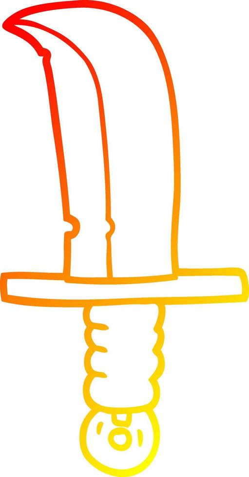 warm gradient line drawing cartoon dagger vector