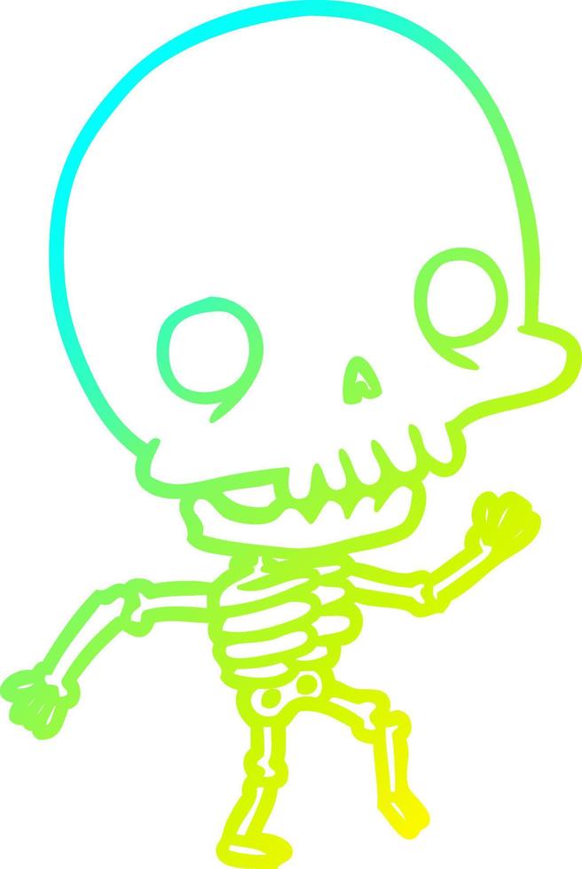 cold gradient line drawing cute dancing skeleton vector