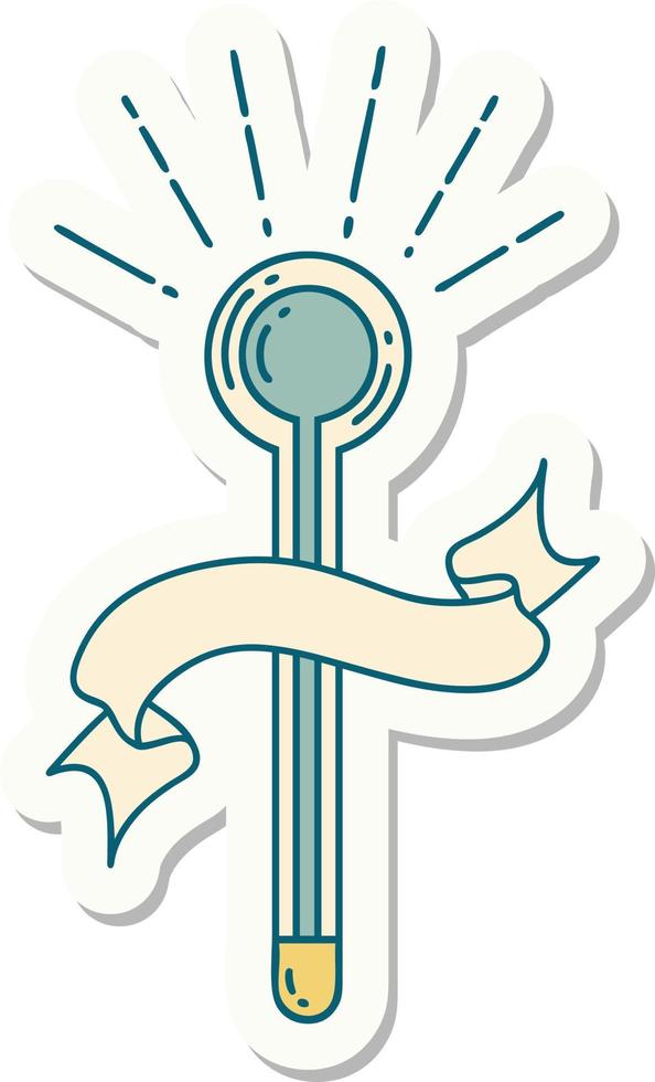 sticker of a tattoo style glass thermometer vector