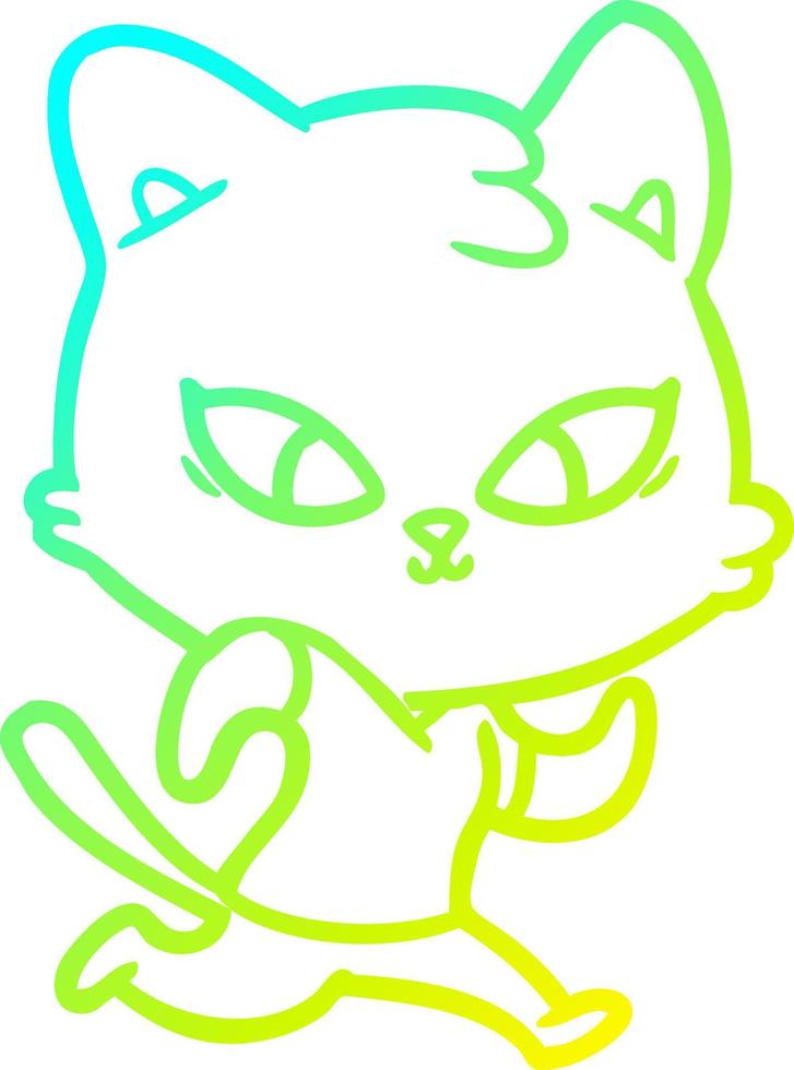 cold gradient line drawing cute cartoon cat vector