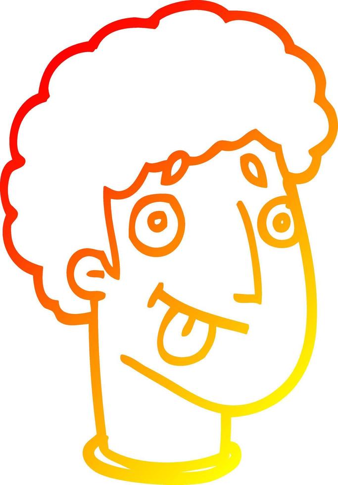 warm gradient line drawing cartoon male face vector