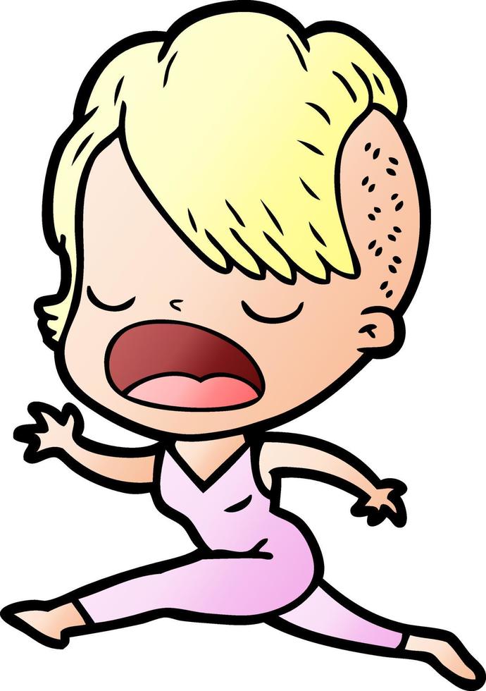 cartoon cool hipster girl talking vector