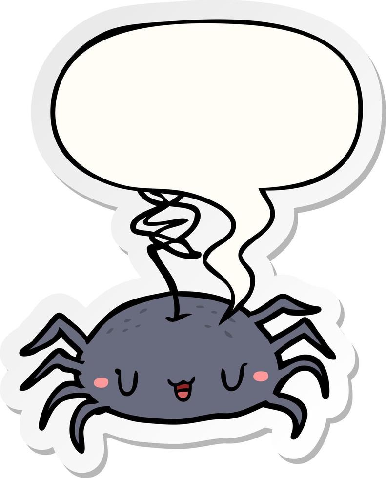 cartoon halloween spider and speech bubble sticker vector