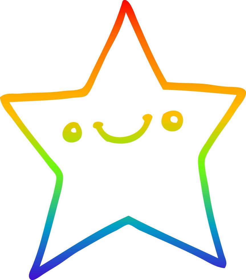 rainbow gradient line drawing happy cartoon star vector