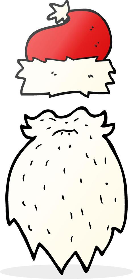 freehand drawn cartoon santa hat and beard vector
