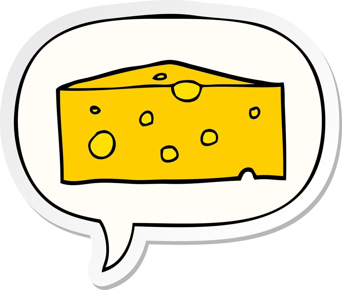 cartoon cheese and speech bubble sticker vector