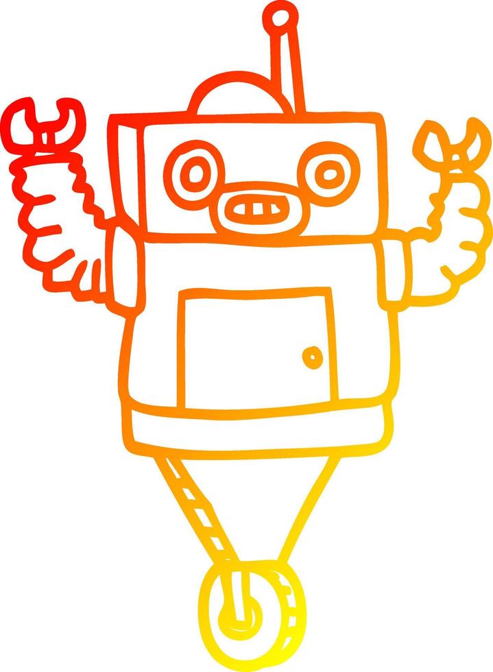 warm gradient line drawing cartoon robot vector